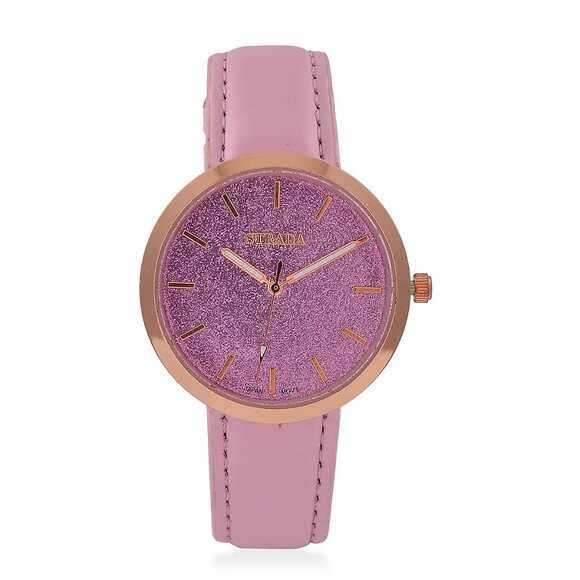 Accessories - Pink Stardust Dial Japanese Movement Watch with Pink Strap by Strada